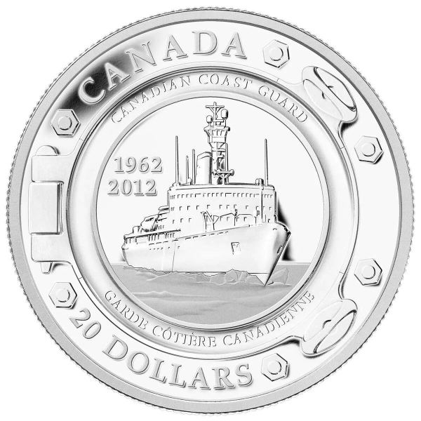 2012 $20 50 Years of the Canadian Coast Guard - Pure Silver Coin