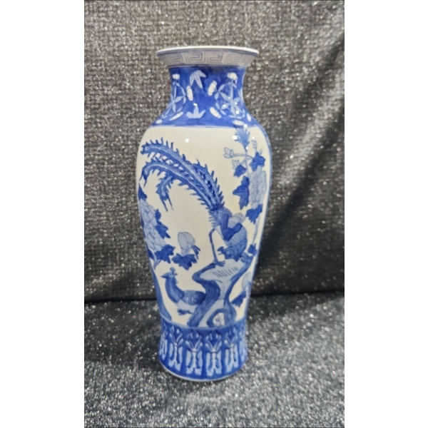 Chinese Kangxi Style Blue & White Porcelain Baluster Vase Hand Painted , 18''INCHES HEIGHT 