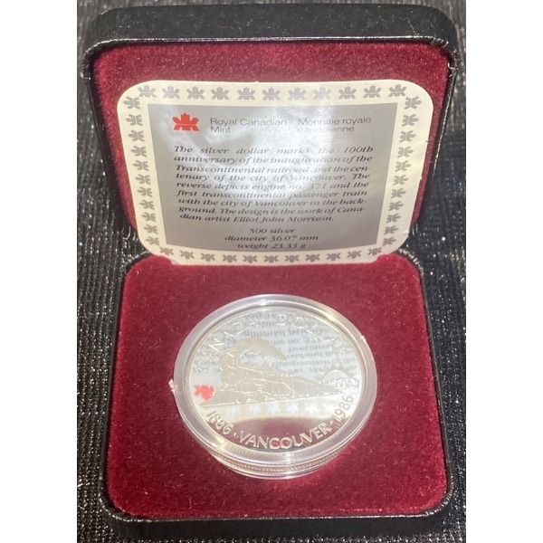 1986 100th Anniversary of the Founding of Vancouver Coin 50% Silver 23.33 Grams