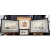 Image 6 : Framed Artwork Collection Including Two Lithographic Prints & Cross-Stitch Portrait