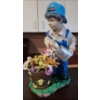 Image 1 : Painted Resin Statue of Boy with Flowers 18 T, 12 W, 7 L