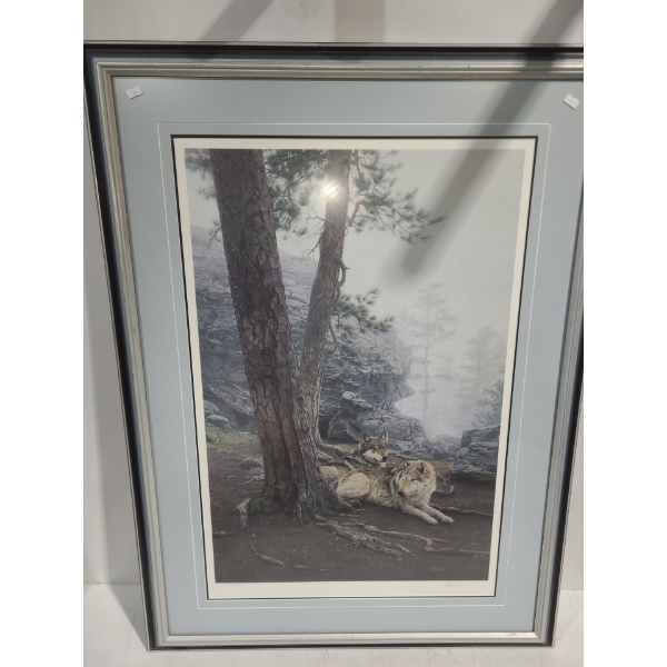 Numbered Print 1316/1500 "Guardians of the Den", Artist Daniel Smith, 32 X 43.5 Framed Under Glass