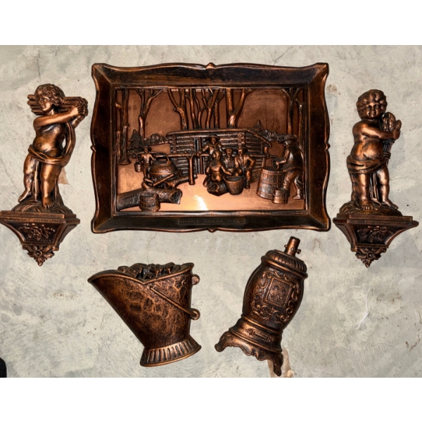 1974 Copper Tone Wall Decor Set