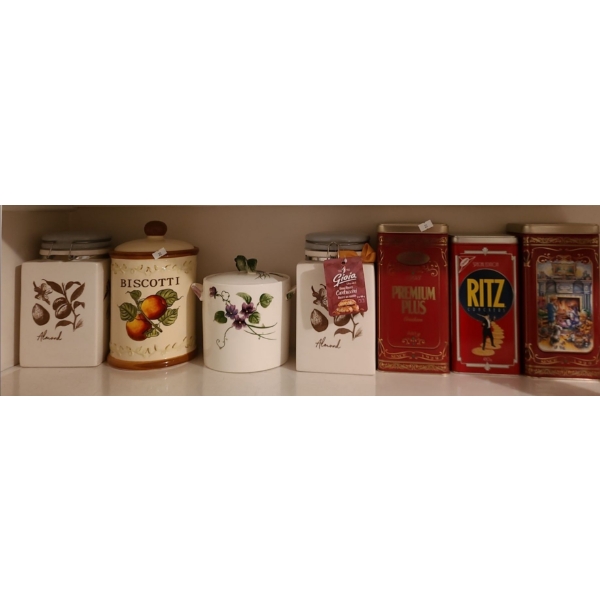 Ceramic Biscotti Jar 6.5" Diameter Base, 9.5 T, Other Biscotti Jars, Cracker Tins