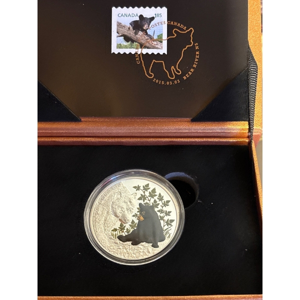 2015 $20 Baby Animals: Black Bear - Pure Silver Coin and Stamp Set