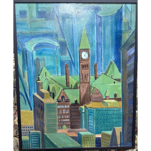 Cityview Oil on Board Painting By: Irene MacIntosh - 25x31 