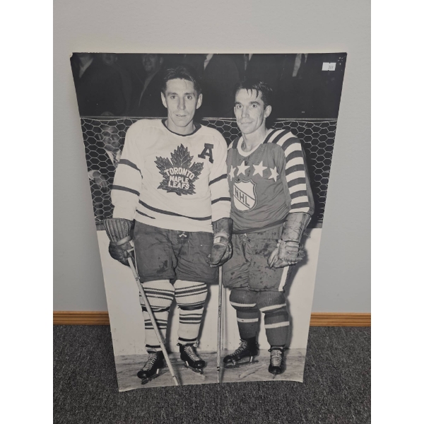 Vintage Black-and-White Photo of Hockey Players, 18 x 29 Inches