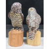 Image 6 : 4 Hand Crafted Wooden Birds (2 Owls) (3" & 4"T)