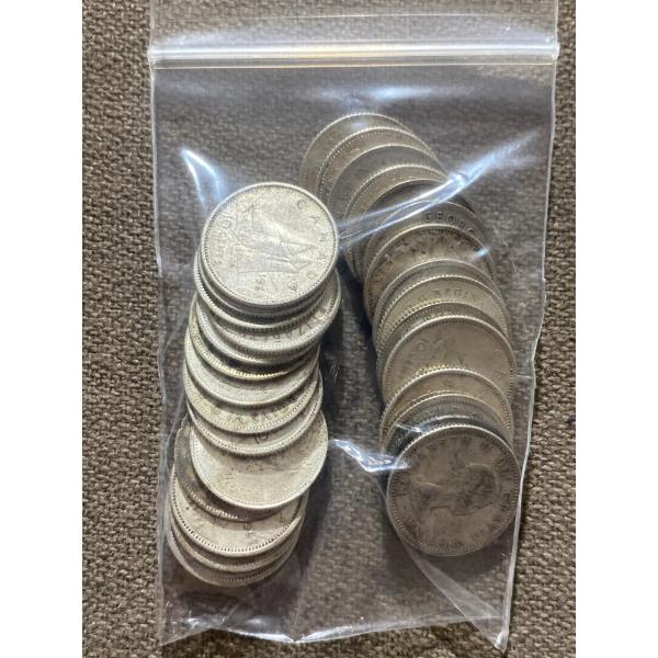 28 Canadian 10-Cent Pieces 80% Silver 2.33 Grams