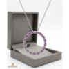 Image 3 : 10k Lab-Created Diamond And Pink Sapphire Eternity Pendant Necklace With Matching Earing 2.90G 