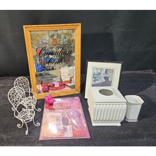 Canadian Club Wall Mirror, Vintage Ephemera and Home Goods