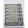 Image 1 :  1954 Canadian one dollar uncirculated Set of 5 consecutive order M/O7253055-7253059

