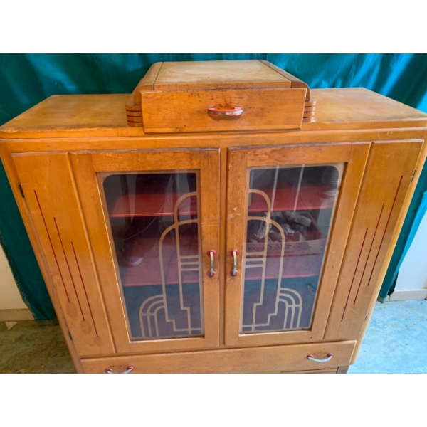 1930s Art Deco Cabinet 41”L, 16”W, 41”T