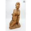 Image 6 : Hand-Carved Wooden Sculpture Depicting A Mother And Child 21''INCHES HEIGHT.