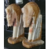 Image 2 : Metal Fireplace Screen Style Candle Holder & Carved Onyx Horse Book Ends (2) 
