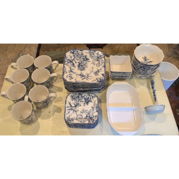 Blue and White Porcelain Dinnerware Set