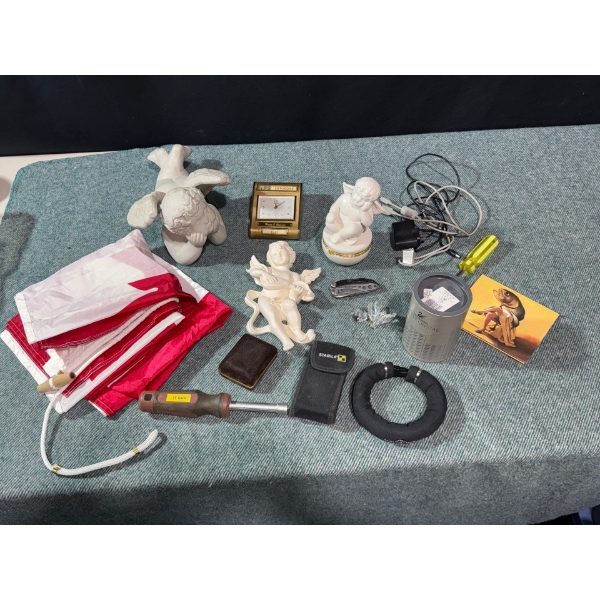 Laser Distance Measurer, Leatherman Knife, Damaged Swarovski Crystal