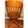 Image 3 : Antique Tiger Oak Swivel Desk Chair On Casters 28'Tall