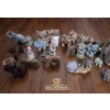 Image 4 : 3 Hand-Painted Glass Candleholders & Collection of Miniature Animal Figurines