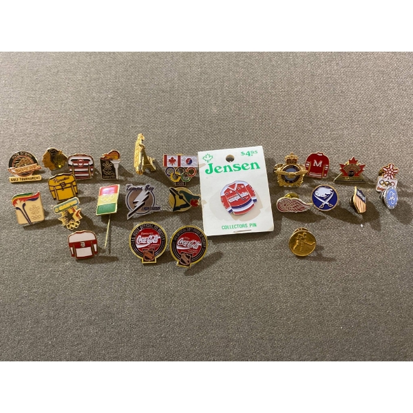 25 Enamel Lapel Pins Featuring Sports, Olympics, and Collectible Themes