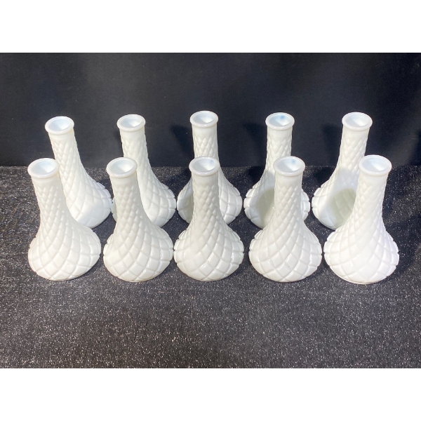 Set of Vintage Milk Glass Bud Vases