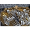 Image 2 : Brass Serving Tray with Embossed Design and Silver-Plated Cutlery Set