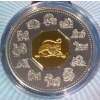 Image 1 : Chinese Lunar Calendar $15 Sterling Silver 24K Gold Plated Coin