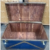 Image 4 : Vintage Blue Metal Trunk with Brass Accents and Cedar-Lined Interior