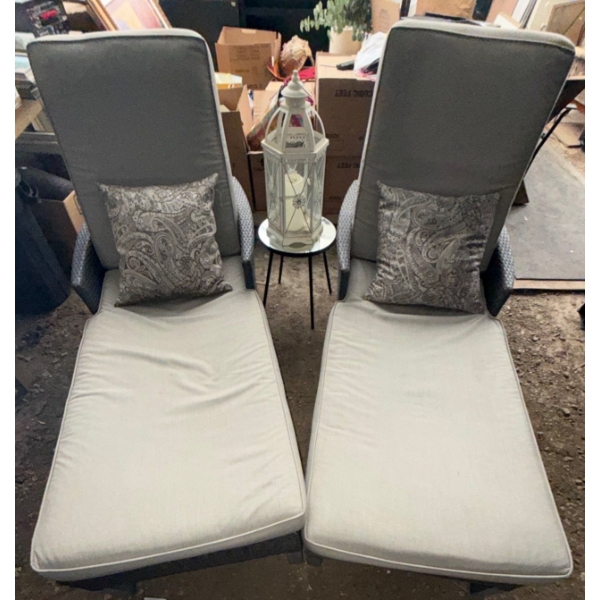 Set Of Outdoor Wicker Loungers w/Adjustable Back Rest For Reclining-Poolside, Deck & Lounging( X2)