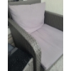 Image 9 : Two Outdoor Patio Chairs  27.5 W, 26 D, 29.5 T w/ Cushions and Side Table 18 W,18 D, 17.5 T
