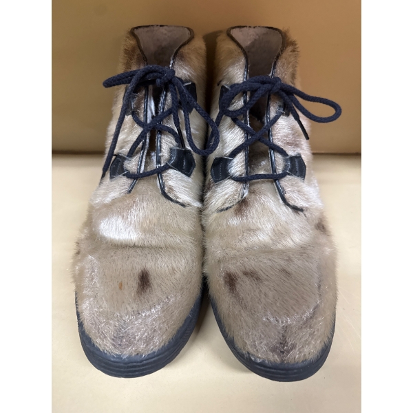 Seal skin Lace-Up Boots with Rubber Soles