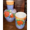 Image 2 : Blue Lusterware Bedside Water Carafe w/Cup- Tumble Up 3D Floral