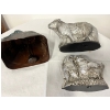 Image 2 : Cowbell with Sheep / Chick Resin Antique Inspired plastic Tabletop Figurine

