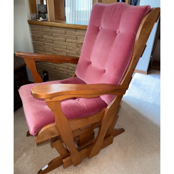 Vintage Velvet Upholstered Rocking Chair 