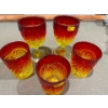 Image 2 : Colorful Crystal Glass Set (Red, Yellow), Plus Various Other Colored Glassware 