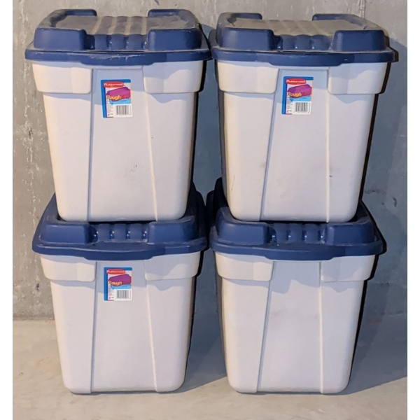 4 XL Lidded Rubbermaid Stacking Storage Containers
