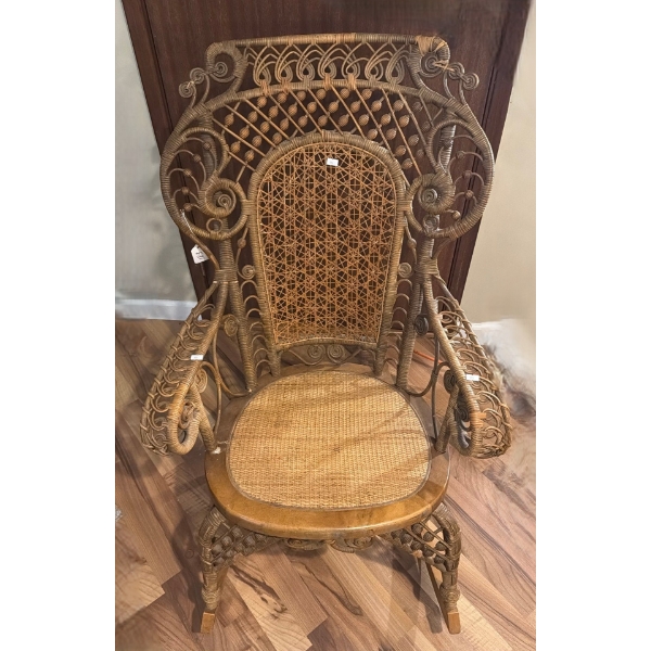 Rocking Chair w/ Rattan and Detailed Design 25 W, 28 D, 37 T 