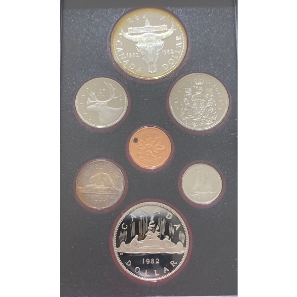 1982 Canadian Proof Set- The Bison 50% Silver Dollar 23.33 grams