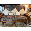 Image 2 : vintage retro, solid wood sofa, loveseat, and chair with reupholstered cushions and side chair all m