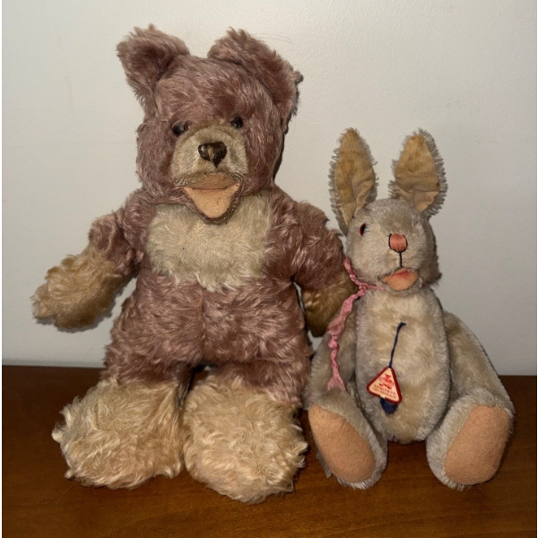 Vintage Steiff Zotty Teddy Bear & Rabbit 16"Tall
