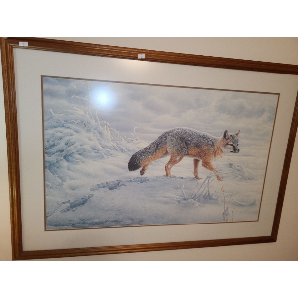 Print of Fox 38 X 26.5 by Michael Dumas, Framed Under Glass 