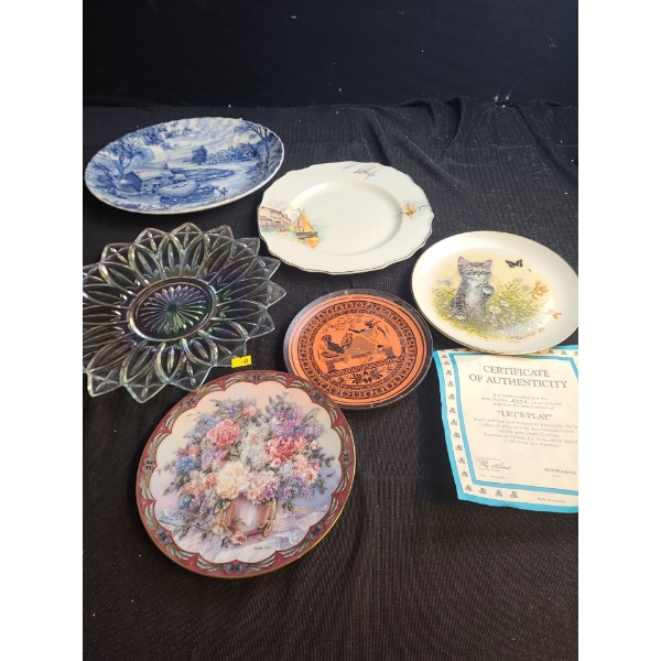 Assorted Plates Including: Vintage Opal Finish Serving Plate 11" Diameter 