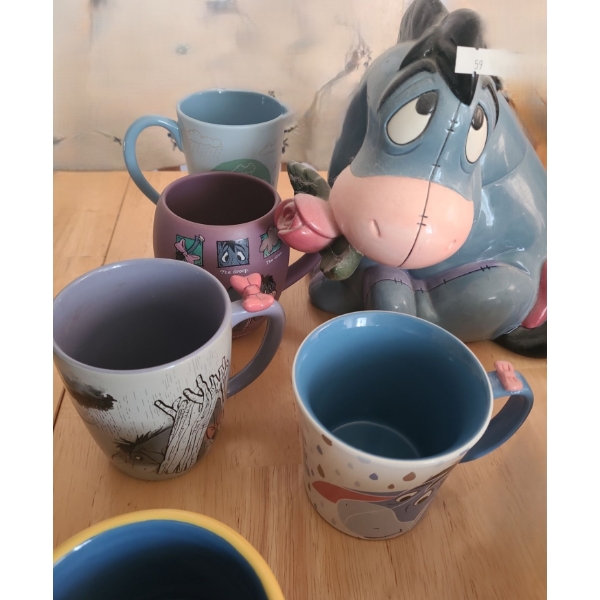 Eeyore Cookie Jar and Mugs