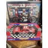 Image 1 : American muscle Budweiser T-bird, with mini poster of Harley Davidson 
