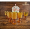 Image 1 : Amber Glass Goblets and Hand-Painted Ceramic Jar