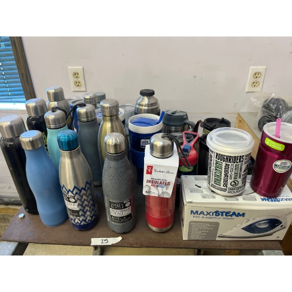  assorted stainless steel insulated water bottle collection and cups and mug