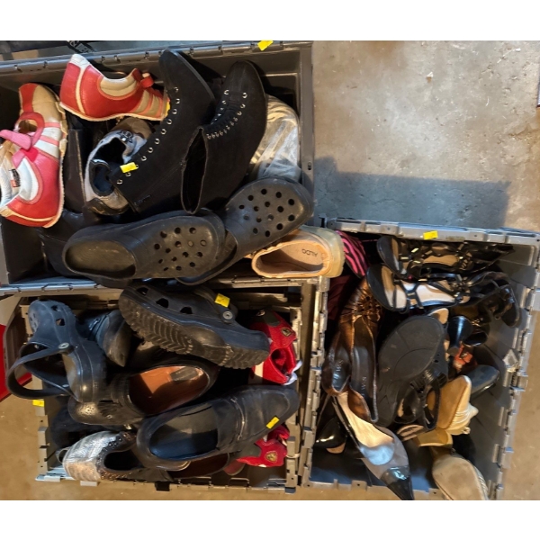 3 Lg Bins of Mystery Shoes 