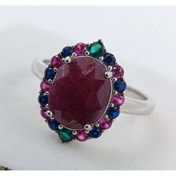 4.56 g Certified Silver Ruby / EM / Sap gemstone Ring ($4,057 Appraisal)
