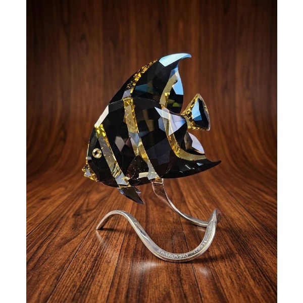Swarovski Crystal Black Angelfish Figurine with Stand