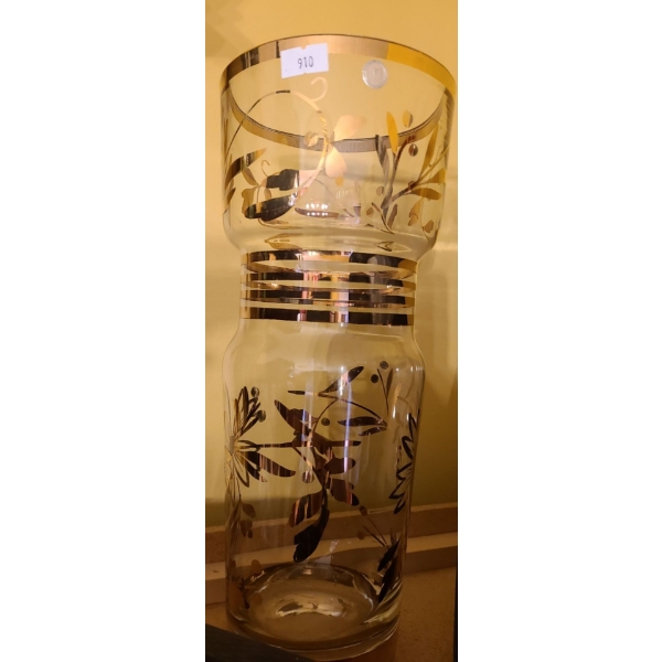Beautiful Glass Vase with Gold Design 